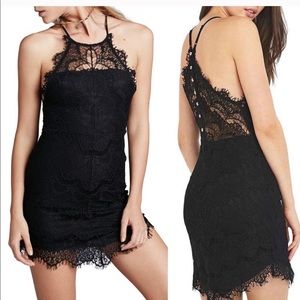 NWT Free people medium black lace mini dress